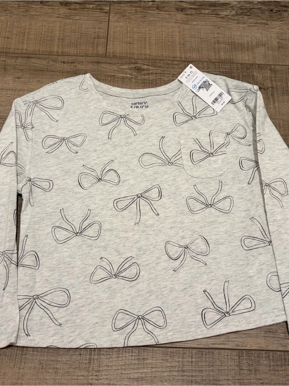 Carter's Cream & Light Gray Bow-Print Girls Top Set